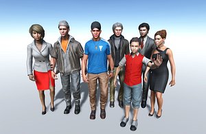 realistic pack modern people characters 3D model