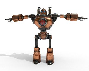 Robot steampunk PBR low poly