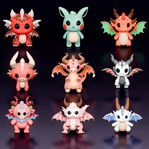 3D Fantasy Creature STL and Blender Files Printable Dragons model