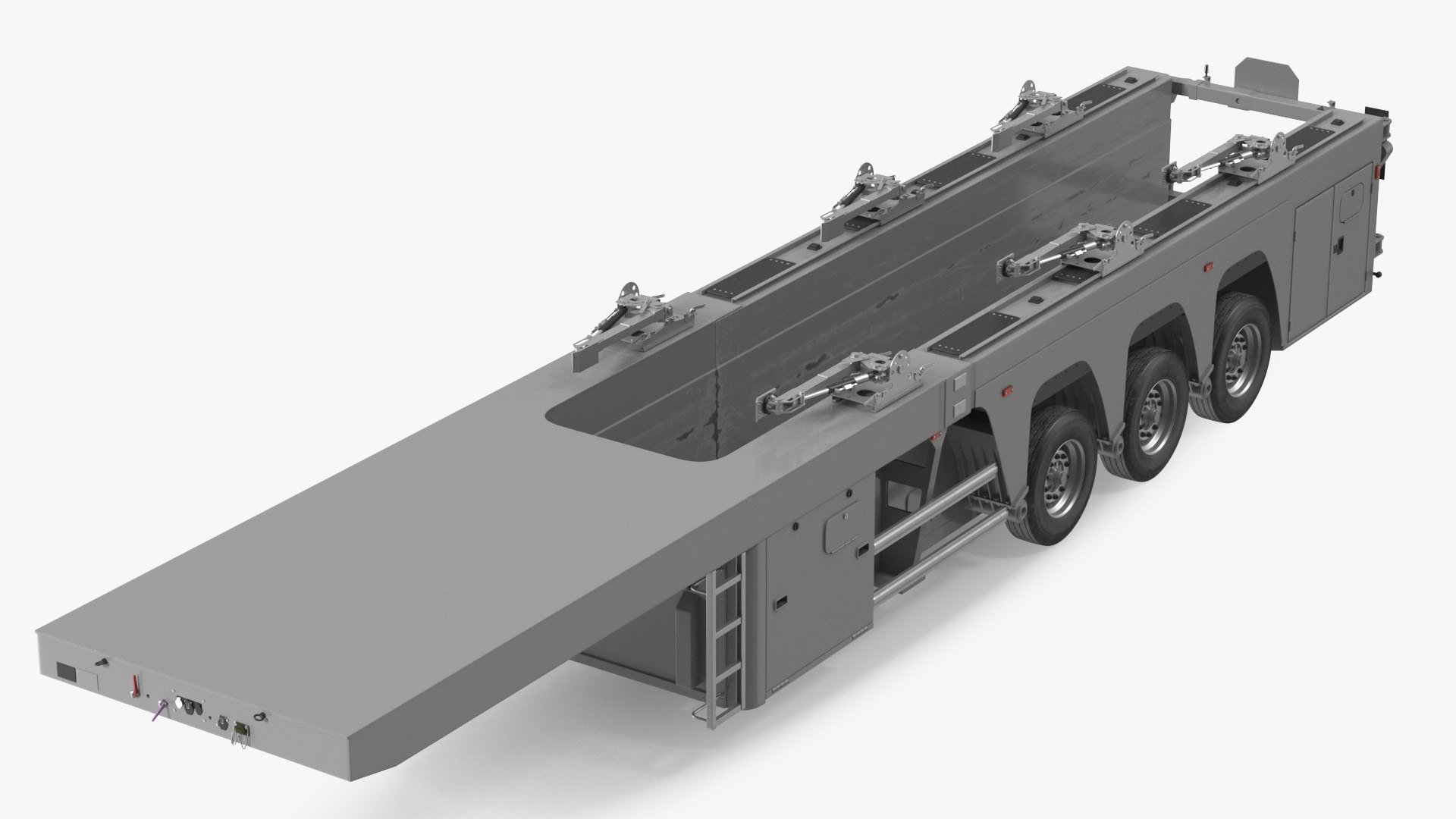 Concrete Panel Semi Trailer Empty Rigged 3D model preview