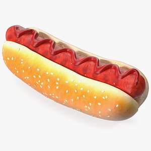 3D Hot Dog with Ketchup