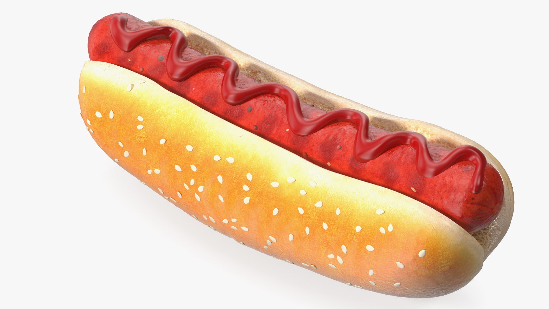 Hot Dog with Ketchup 3D model preview