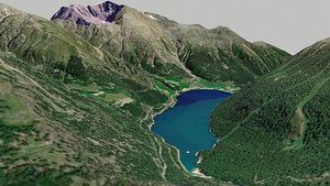 3D Mountain landscape Lake Vernago Tyrol Italy
