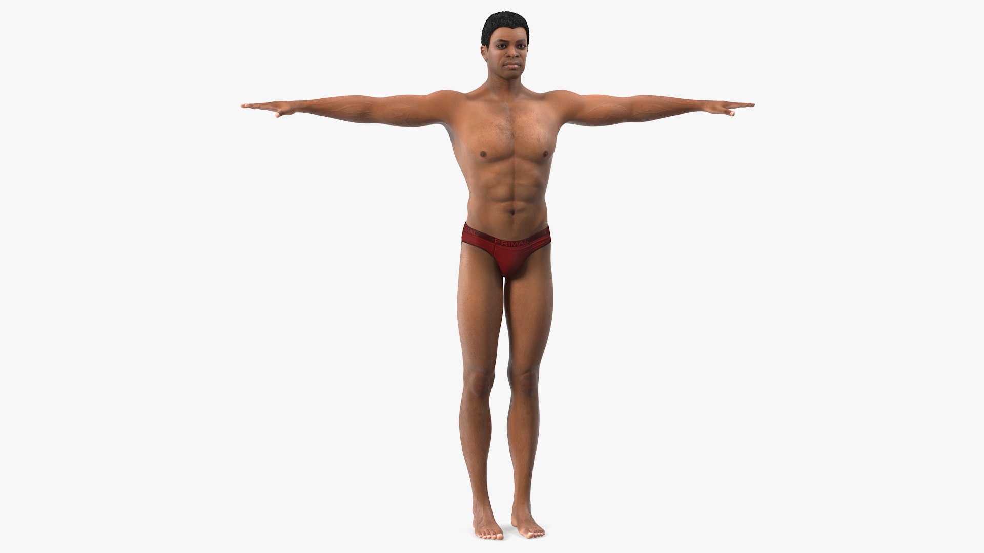 Light Skin Black Man T Pose 3D model preview