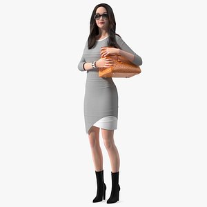3D Chinese Woman with Hermes Birkin Bag Ostrich model