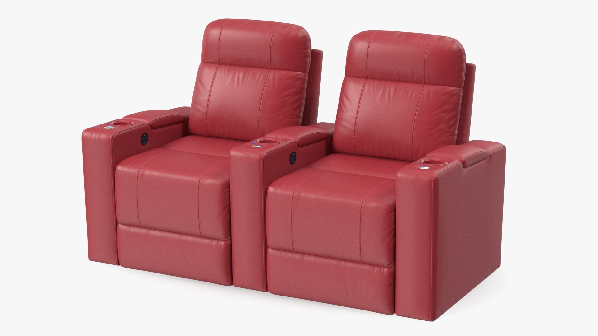 Valencia Home Theater Seating Row of 2 Red 3D model preview