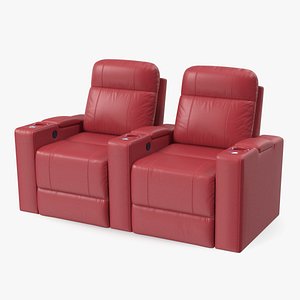 3D Valencia Home Theater Seating Row of 2 Red