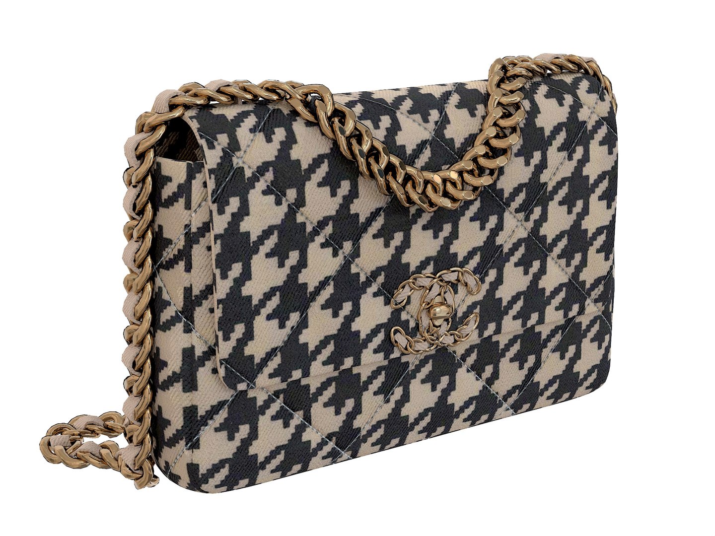 3D Chanel 19 Bag Maxi Tweed Fabric Model TurboSquid 2176919