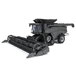 Black Combine Harvester V4 3D model