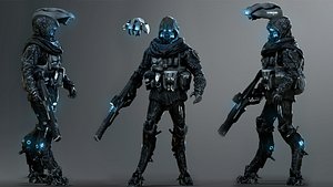 3D Sci Fi Cyber Soldier model