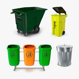 Garbage Cans Collection 4 3D