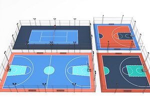 Outdoor Basketball and Tennis Court Sports Collection model