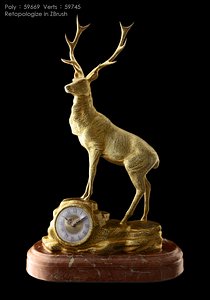 Gold plated Brass Sculpture Bucks Clock