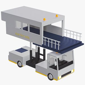 Cartoon Ambulift 10 Lowpoly Airport Vehicle PBR