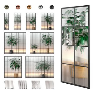 3D Glass Partition Set 04 model
