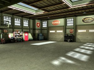 garage mechanic shop interior 3d model