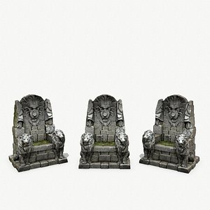 Lion Stone Throne 3D