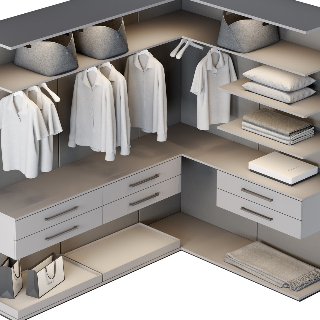 Walk-in Wardrobe beige model - TurboSquid 2109494