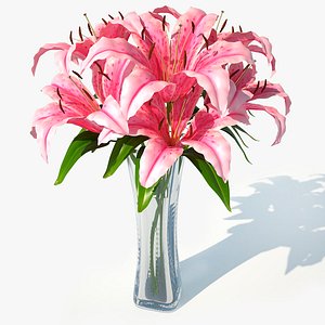 3d lily pink bouquet v model