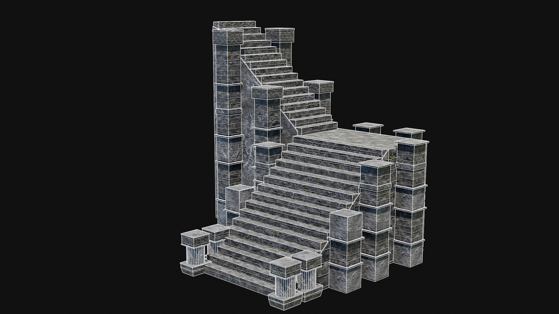 STAIRS COLUMNS GATE STAIR PLATFORM PIER TEMPLE PORTAL COLLECTION 3D