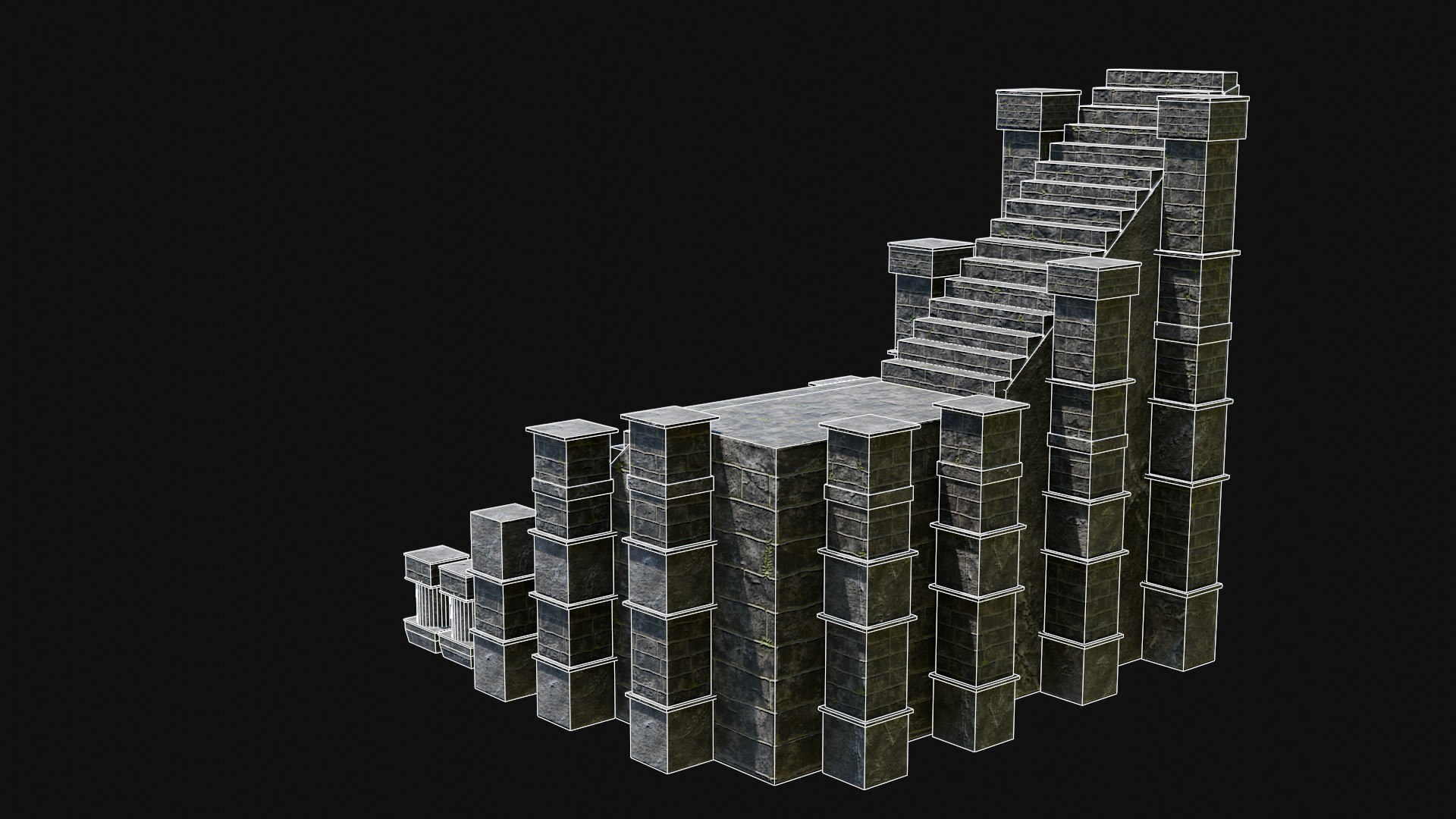 STAIRS COLUMNS GATE STAIR PLATFORM PIER TEMPLE PORTAL COLLECTION 3D