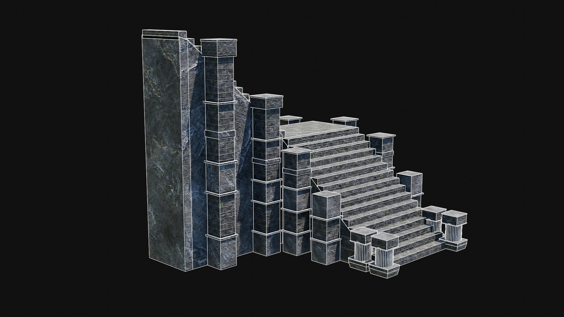 STAIRS COLUMNS GATE STAIR PLATFORM PIER TEMPLE PORTAL COLLECTION 3D