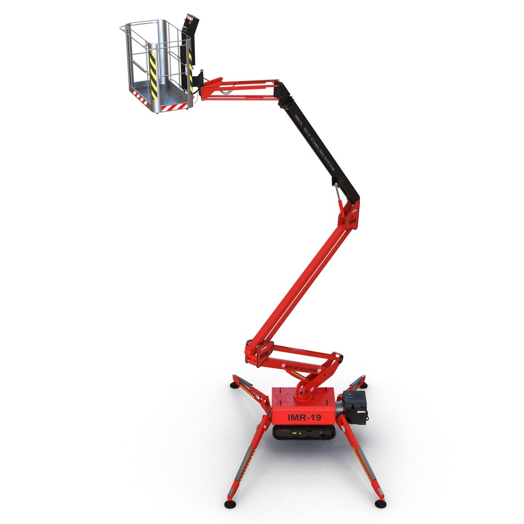 3d model telescopic boom lift red