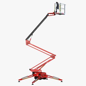 3d model telescopic boom lift red