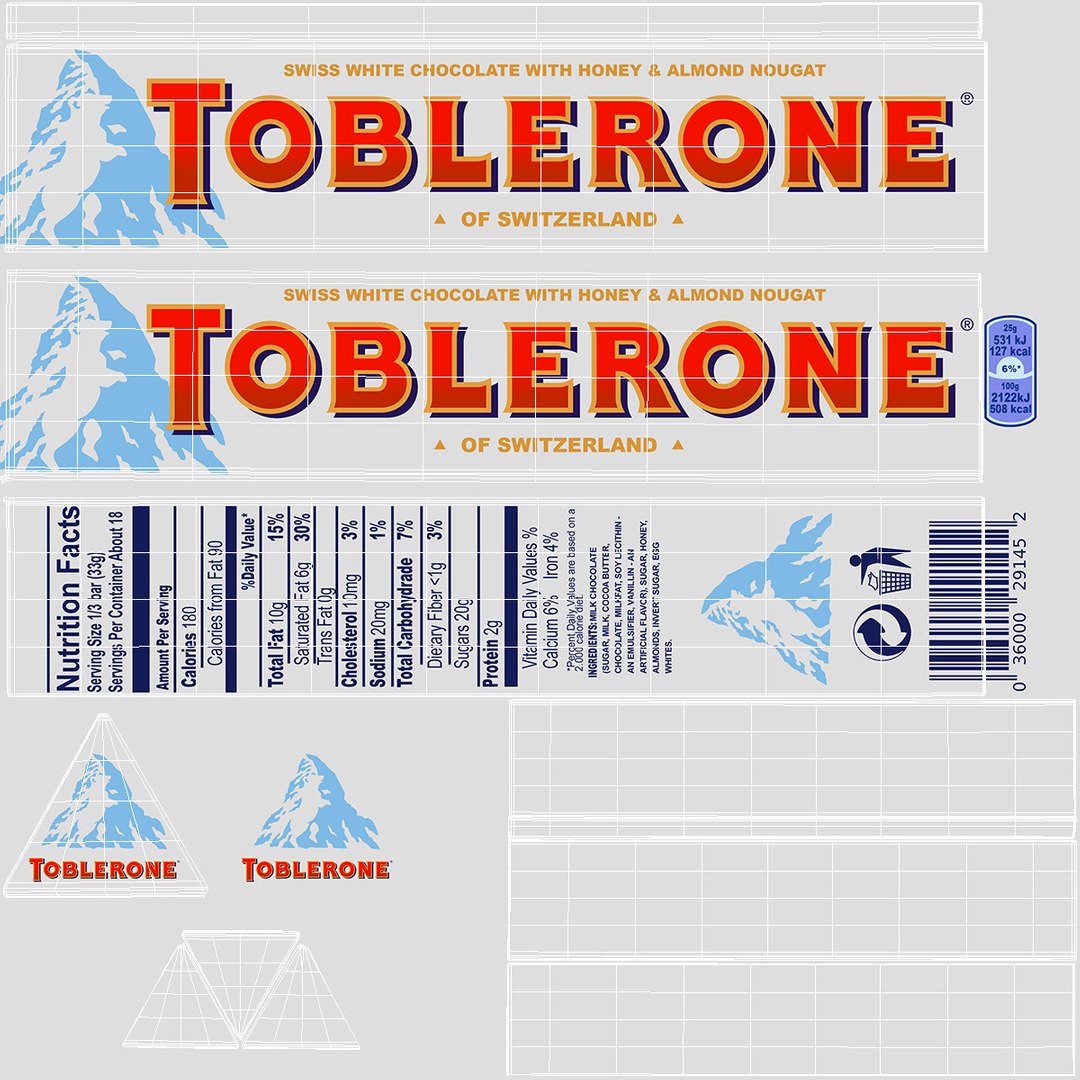 3D Opened Toblerone White Chocolate Bar Model - TurboSquid 1769327