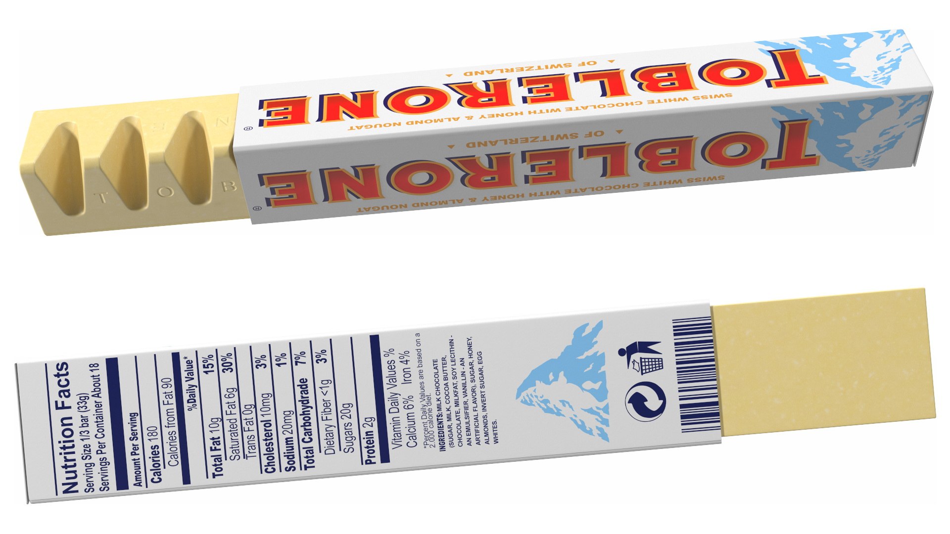 3D Opened Toblerone White Chocolate Bar Model - TurboSquid 1769327