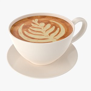 3D Coffee Latte in Mug With Saucer 01