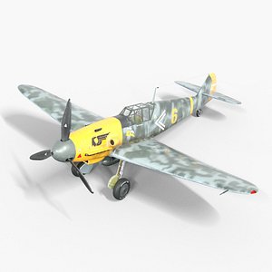 Messer Bf 109 Warplane Low-poly 3D model model