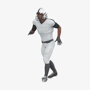 White Uniform Black Man Football Player Rigged for Cinema 4D 3D model