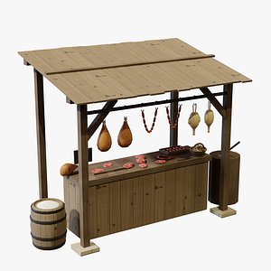 Medieval Market Stall Butcher - Game Ready PBR