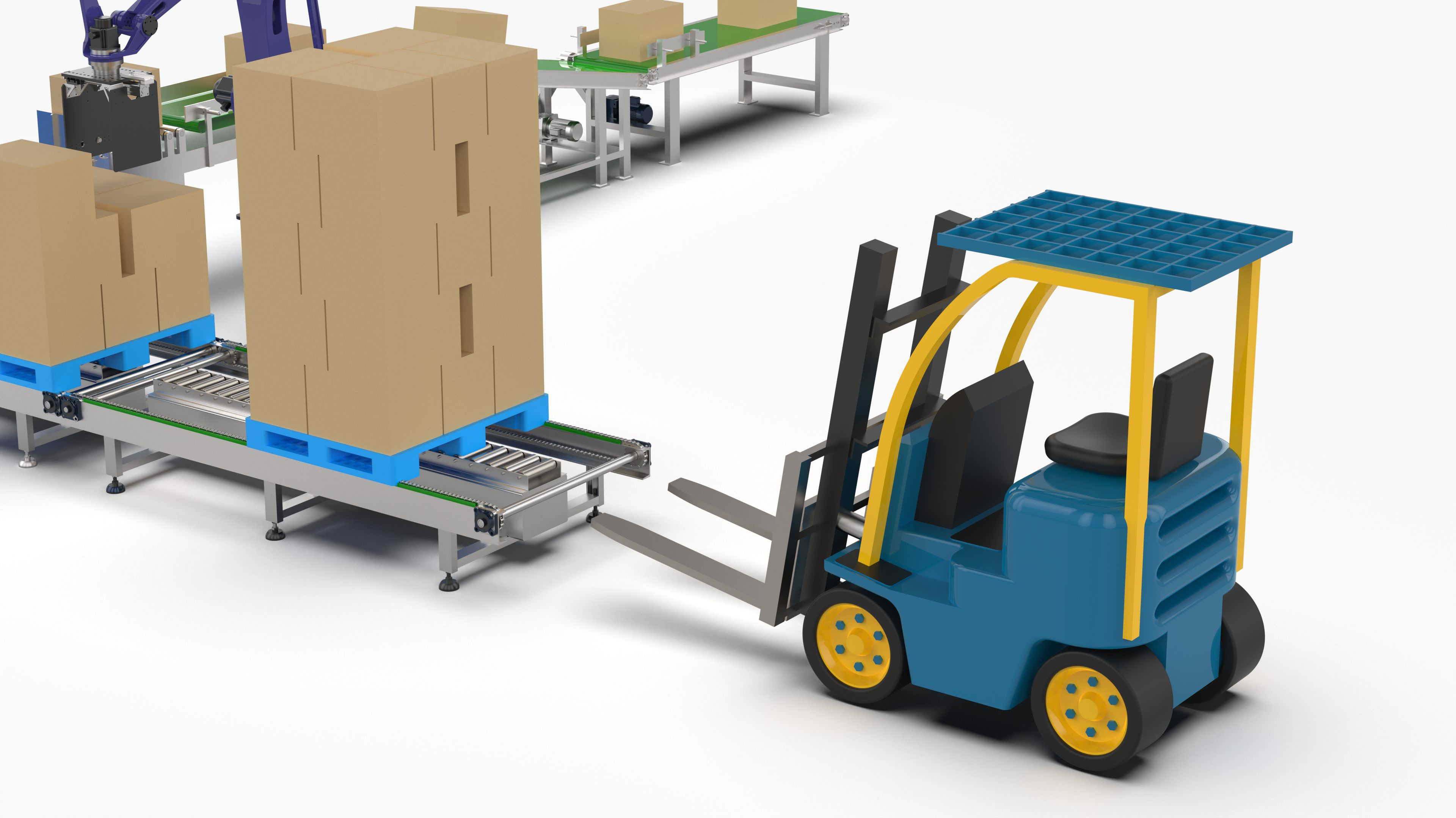 modelo 3d Robot Palletizing Card Board Line - TurboSquid 2063530