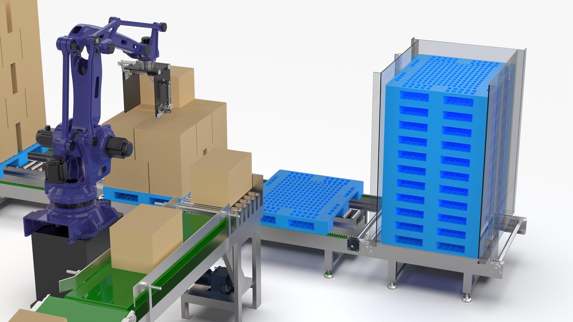 3D Model Robot Palletizing Card Board Line - TurboSquid 2063530