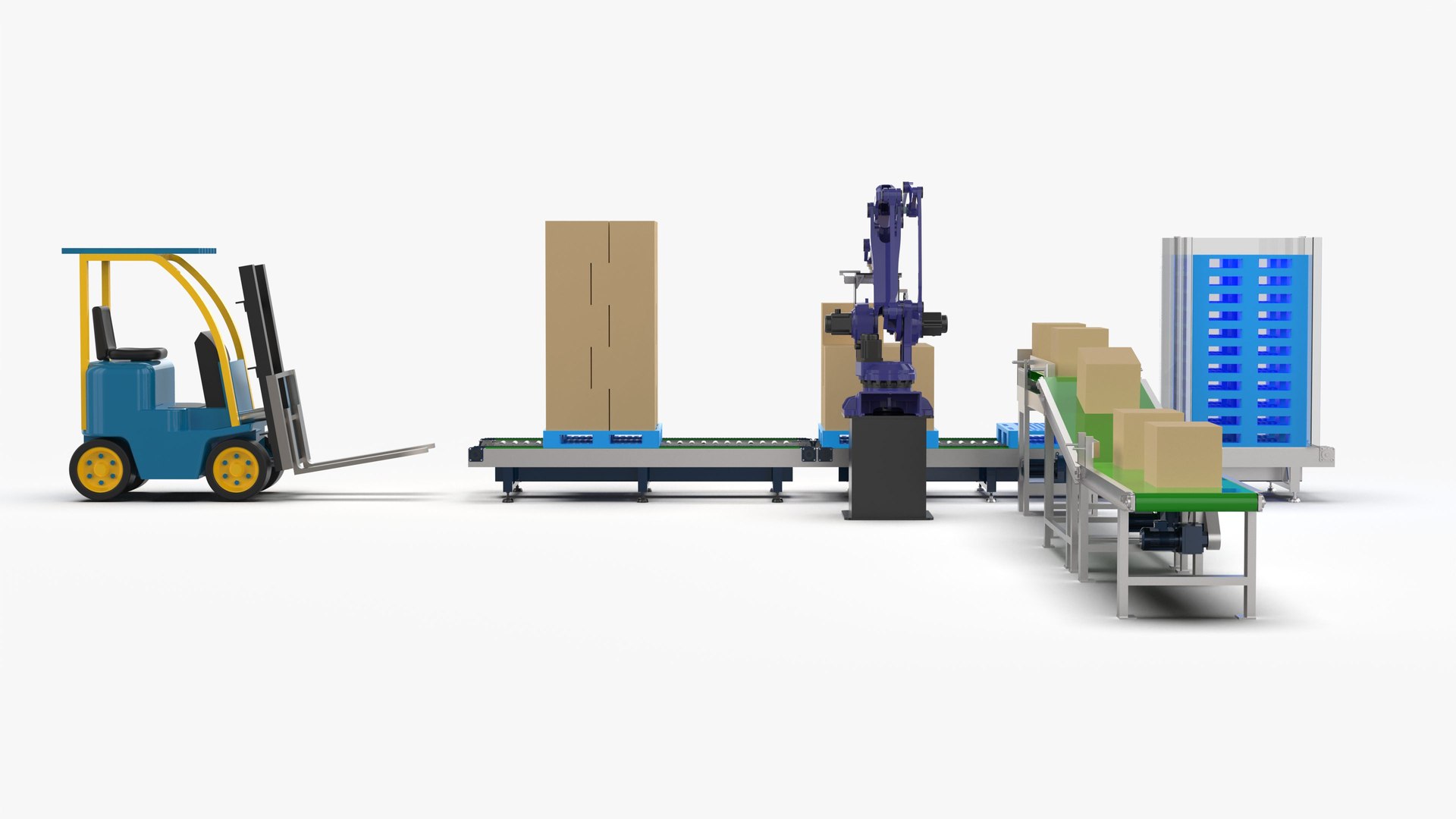 3D Model Robot Palletizing Card Board Line - TurboSquid 2063530