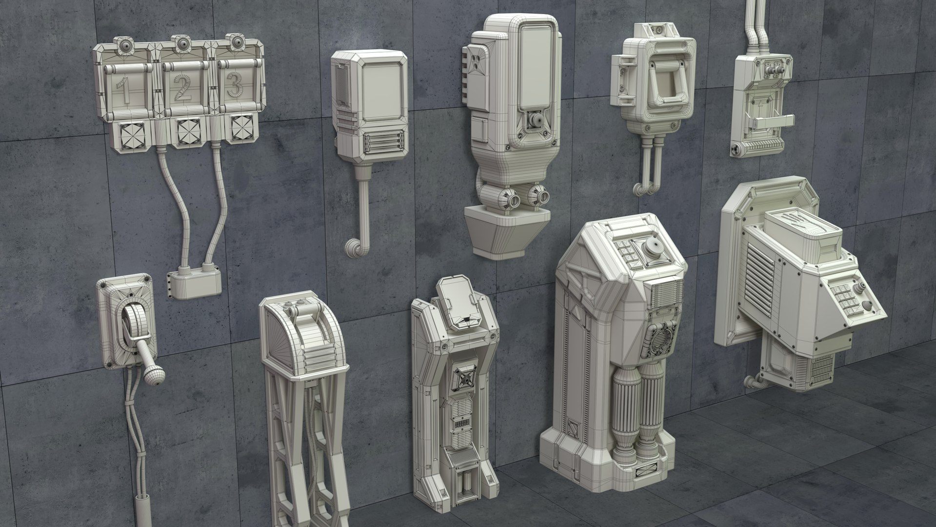 SCI-FI Switches - 10 Pieces 3D Model - TurboSquid 1940337
