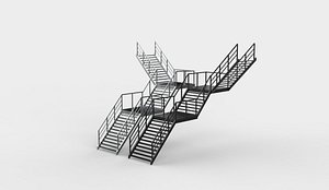 Industrial staircase 3D model 3D