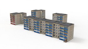 Five-story houses 3D model