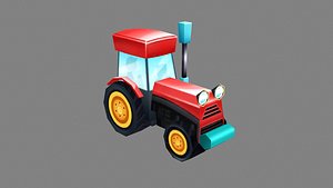 3D Cartoon tractor Low-poly model