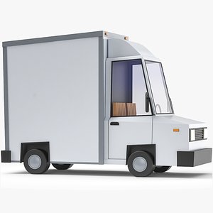3D model Stylized Box Truck Low Poly 3D Model
