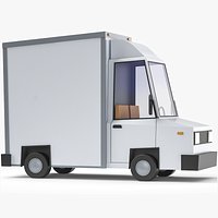 Stylized Box Truck Low Poly 3D Model