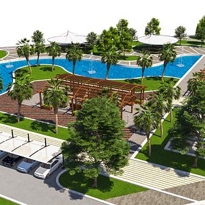 Landscape Park with Water Feature and Play Area