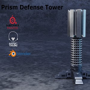 Sci fi prism tower 3D model