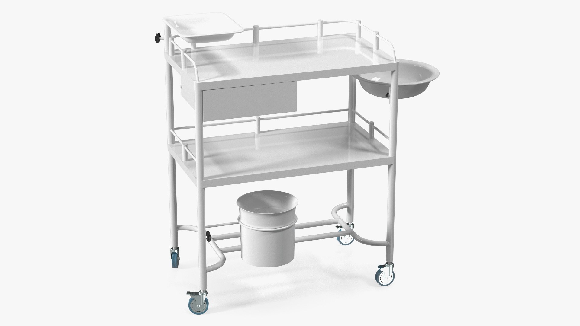 Medical Instrument Trolley White 3D model preview