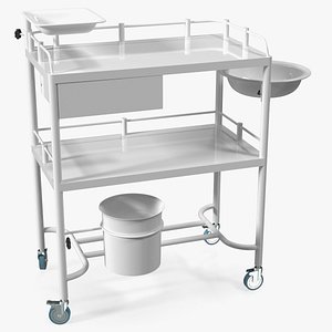 3D Medical Instrument Trolley White
