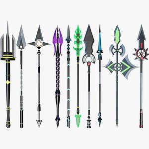 Fantasy Spears Glow GameReady PBR Unity UnrealEngine V-Ray Arnold Textures Included