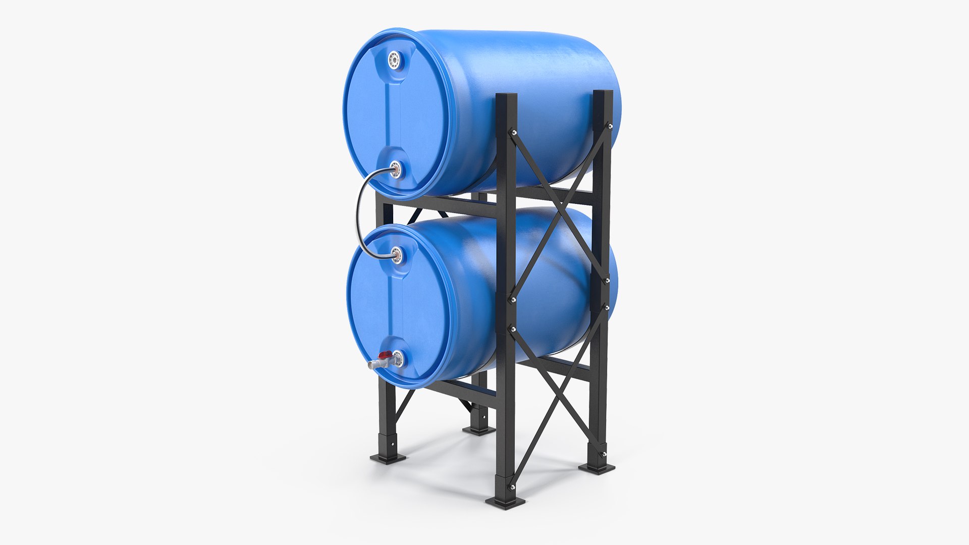 Round Plastic Double Barrel Water Storage 3D model preview