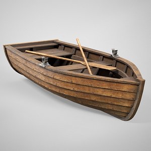 Rowing Boat - Old Wooden Boat AAA Gameready low-poly 3d model 3D model